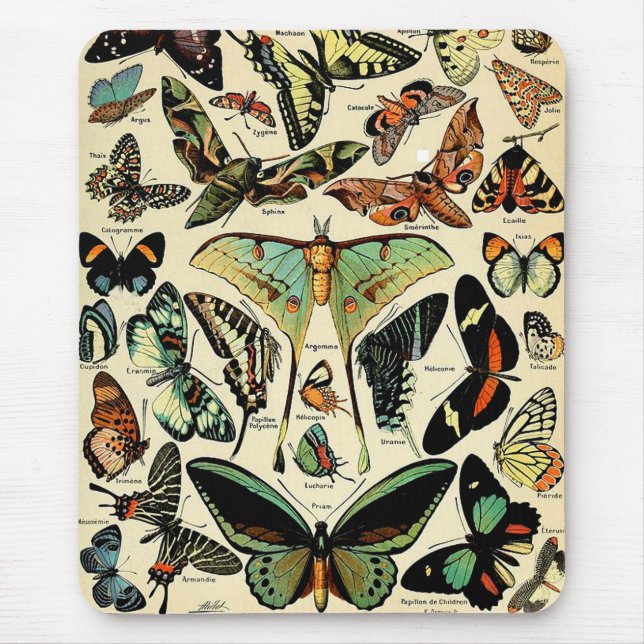 Alfombrilla De Ratón Adolphe Millot Papillons Mouse Pad (Frente)
