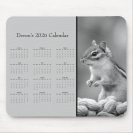 Alfombrilla De Ratón AdorablChipmunk: Customize full year 2025 calendar