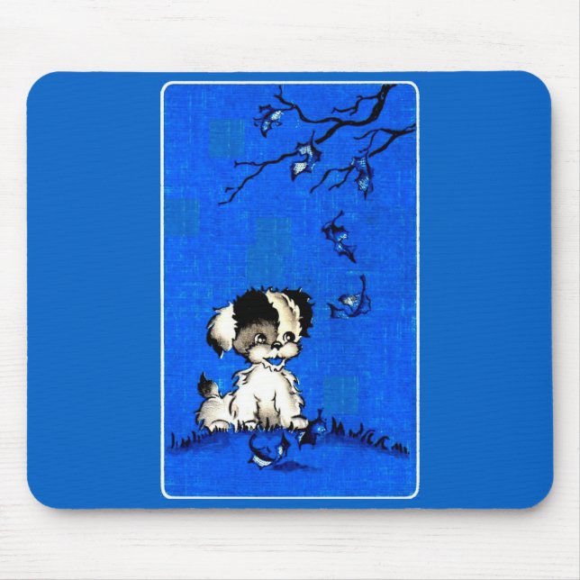 Alfombrilla De Ratón adorable cachorro en otoño (Frente)