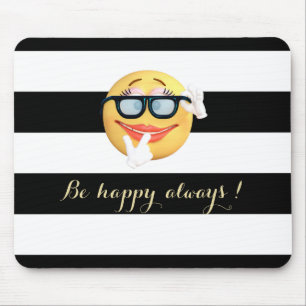 Alfombrilla De Ratón Adorable Emoji Cara,Rayas