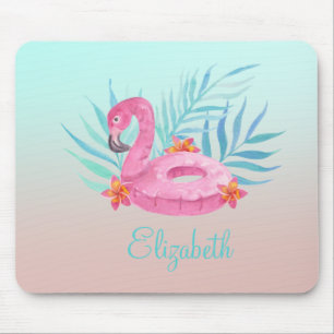 Alfombrilla De Ratón Adorable Flamingo Rosa Hojas de Palma Vidrio Posav