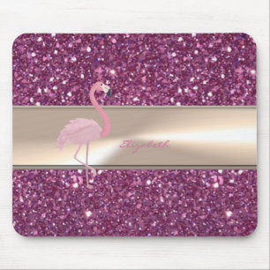 Alfombrilla De Ratón Adorable Flamingo Rosa Lindo En Brillante