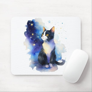 Alfombrilla De Ratón Adorable Ilustracion acuático de gato de Tuxedo