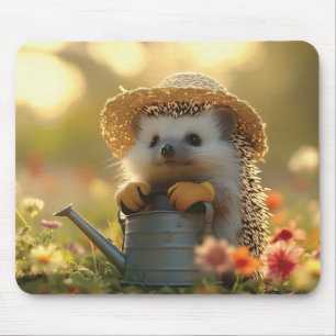 Alfombrilla De Ratón Adorable jardinero de peluche en un campo de flore
