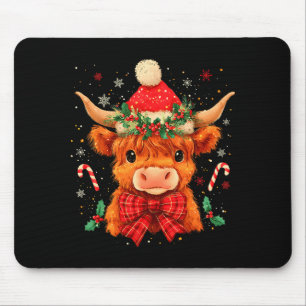Alfombrilla De Ratón Adorable Navidad Vaca Altas Tierras Mooey Navidad 