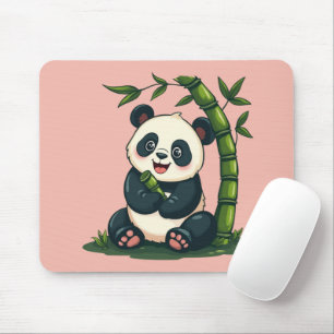 Alfombrilla De Ratón Adorable Panda Abrazando Bambú Arte de Dibujos Ani