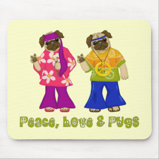 Alfombrilla De Ratón Adorable paz, amor y Pugs Mousepad