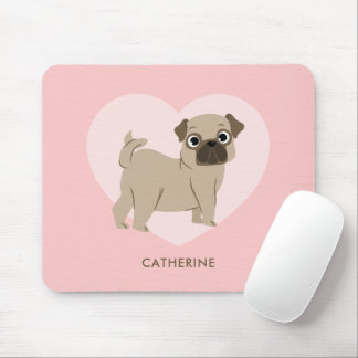 Alfombrilla De Ratón Adorable Pug Puppy Personalizado
