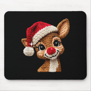 Alfombrilla De Ratón Adorable reno de Navidad ganchillo regalo divertid