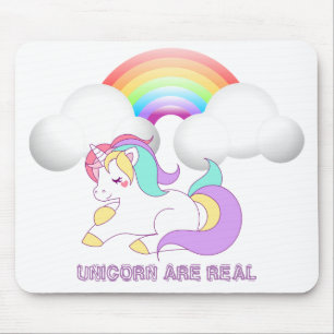 Alfombrilla De Ratón Adorable unicornio mágico, arcoiris