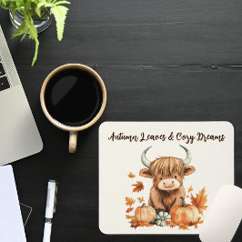 Alfombrilla De Ratón Adorable Vaca Autumn Highland