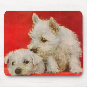 Alfombrilla De Ratón adorables cachorros de terror blanco