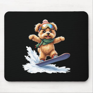 Alfombrilla De Ratón Adorables Snowboard Dog Hombres Deportivos de Invi
