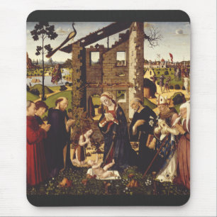 Alfombrilla De Ratón Adoración del niño con santos y donantes