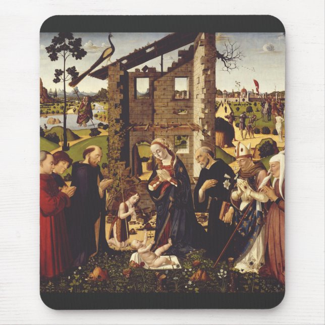 Alfombrilla De Ratón Adoración del niño con santos y donantes (Frente)