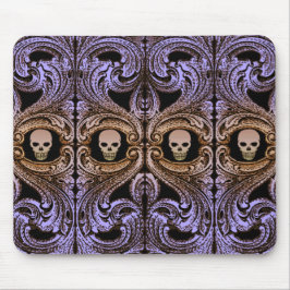 Alfombrilla De Ratón Adorno púrpura gótico con calavera