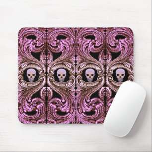 Alfombrilla De Ratón Adorno Rosa Gótico con Calavera