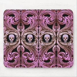 Alfombrilla De Ratón Adorno Rosa Gótico con Calavera