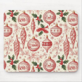 Alfombrilla De Ratón Adornos de Navidad de Toile Rojo Chinoiserie