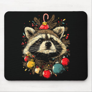 Alfombrilla De Ratón Adornos Navideños de Mapache Lindo Festivo Navidad