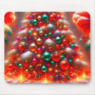 Alfombrilla De Ratón Adornos para árbol de Navidad en verde rojo + amar