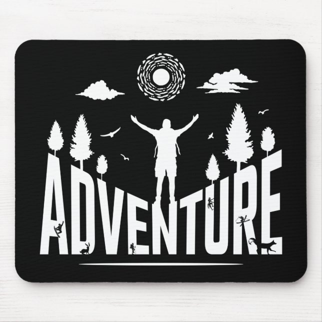 Alfombrilla De Ratón Adventure Typography White Art (Frente)