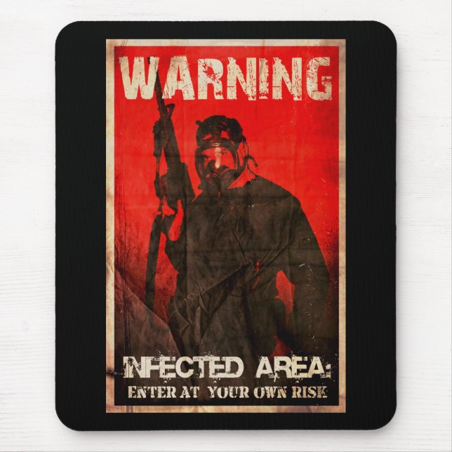 Alfombrilla De Ratón Advertencia: Área infectada Mousepad (Frente)