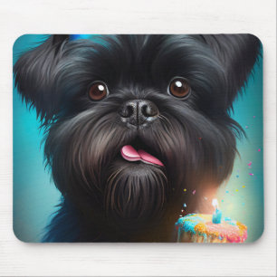Alfombrilla De Ratón Affenpinscher celebrando pastel de globos de cumpl
