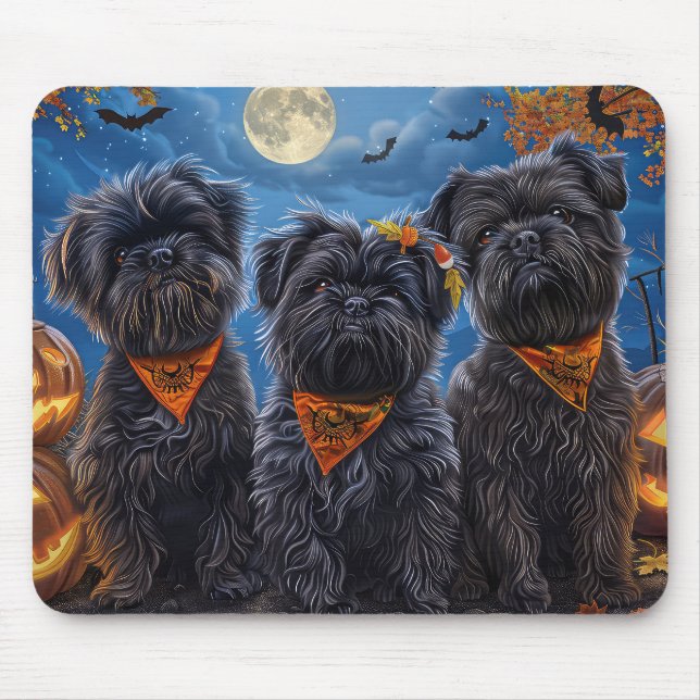 Alfombrilla De Ratón Affenpinscher Halloween Spooky (Frente)