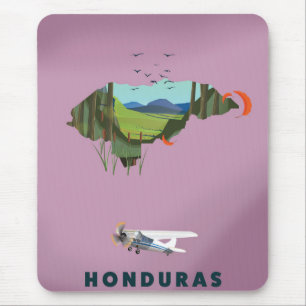 Alfombrilla De Ratón Afiche de viaje con mapa ilustrado de Honduras