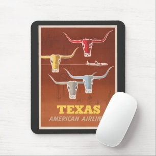 Alfombrilla De Ratón Afiche De Viaje De American Airlines A Texas