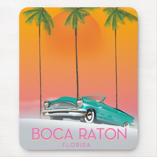 Alfombrilla De Ratón Afiche de viaje de Boca Raton Florida. (Frente)