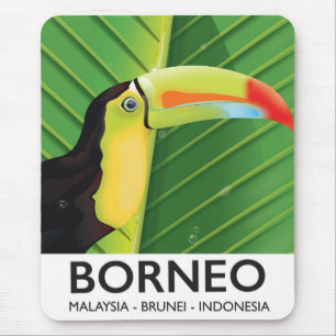 Alfombrilla De Ratón Afiche de viaje de Borneo Toucan