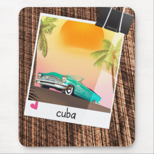 Alfombrilla De Ratón Afiche de viaje de fotos de autos antiguos cubanos