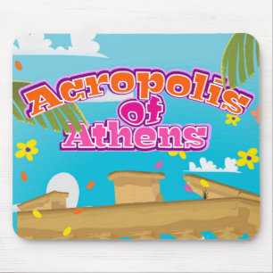 Alfombrilla De Ratón Afiche de viaje de la Acrópolis de Atenas Grecia.