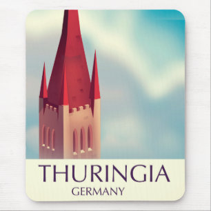 Alfombrilla De Ratón Afiche de viaje de Turingia Alemania
