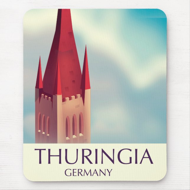 Alfombrilla De Ratón Afiche de viaje de Turingia Alemania (Frente)