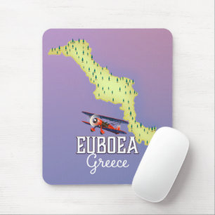Alfombrilla De Ratón Afiche de viaje del Mapa de Grecia de Euboea