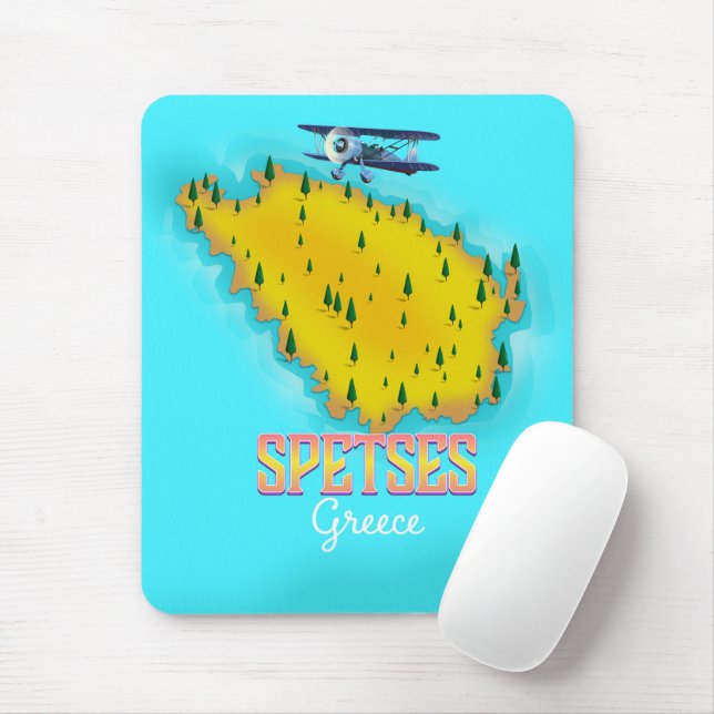 Alfombrilla De Ratón Afiche de viaje del mapa de la isla griega (Con ratón)