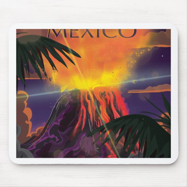 Alfombrilla De Ratón Afiche de viaje del volcán de México (Frente)