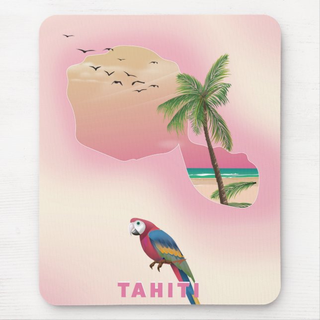 Alfombrilla De Ratón Afiche de viaje en mapas de Tahití (Frente)