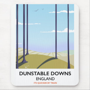 Alfombrilla De Ratón afiche de viaje estilo vintage de dunstable downs