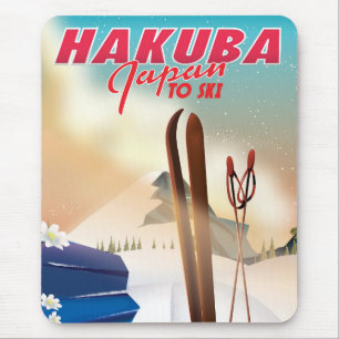 Alfombrilla De Ratón Afiche de viaje japonés de Hakuba.