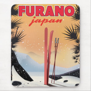 Alfombrilla De Ratón Afiche de viaje japonés Furano.