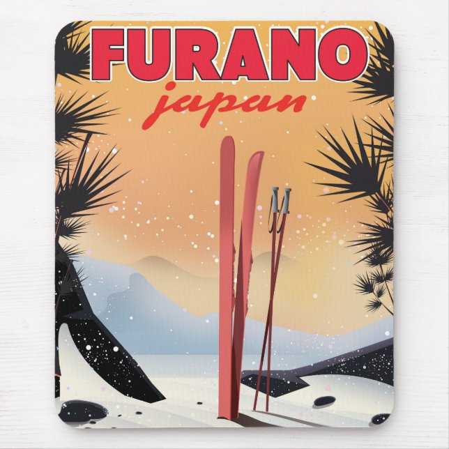Alfombrilla De Ratón Afiche de viaje japonés Furano. (Frente)