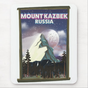 Alfombrilla De Ratón Afiche de viaje ruso del Monte Kazbek.