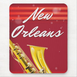 Alfombrilla De Ratón Afiche de viaje saxofón de Nueva Orleans
