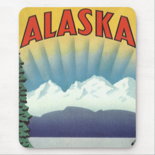 Alfombrilla De Ratón Afiche de Viajes de Alaska, paisaje escénico