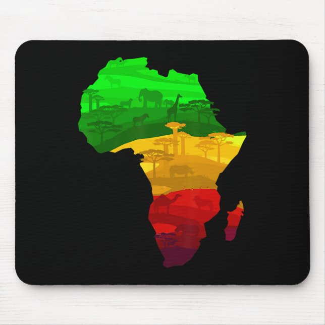 Alfombrilla De Ratón Africa Map Green Yellow Red Orgulloso Orgullo Afri (Frente)