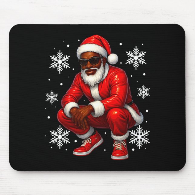 Alfombrilla De Ratón African American Cool Santa Claus Christmas Pajama (Frente)